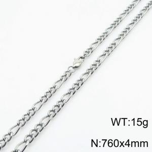 stainless steel 760x4mm 3：1 chain special buckle simple and fashionable silver necklace - KN234853-Z