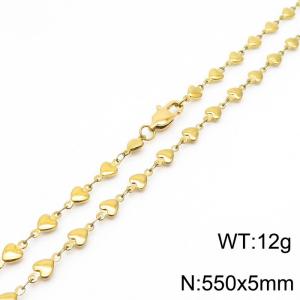550×5mm Gold Color Stainless Steel Heart Chain Necklaces For Women Men - KN234990-Z