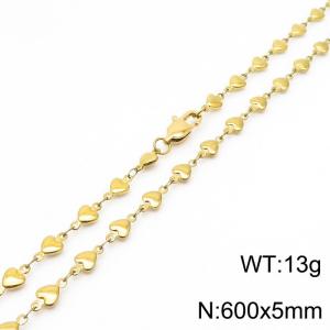 600×5mm Gold Color Stainless Steel Heart Chain Necklaces For Women Men - KN234991-Z
