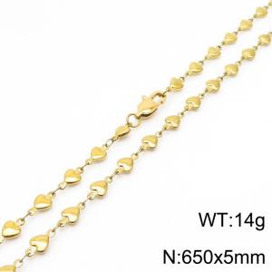 650×5mm Gold Color Stainless Steel Heart Chain Necklaces For Women Men - KN234992-Z
