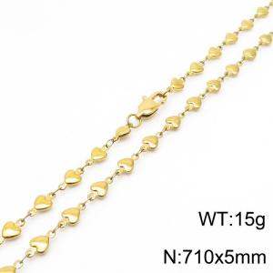 710×5mm Gold Color Stainless Steel Heart Chain Necklaces For Women Men - KN234993-Z
