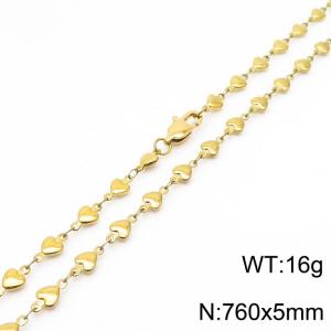760×5mm Gold Color Stainless Steel Heart Chain Necklaces For Women Men - KN234994-Z