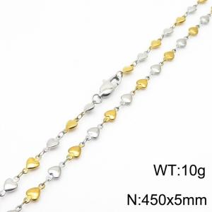 450×5mm Gold Silver Color Stainless Steel Heart Chain Necklaces For Women Men - KN235002-Z