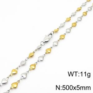 500×5mm Gold Silver Color Stainless Steel Heart Chain Necklaces For Women Men - KN235003-Z