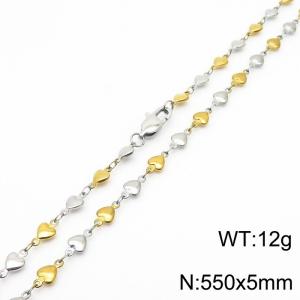 550×5mm Gold Silver Color Stainless Steel Heart Chain Necklaces For Women Men - KN235004-Z
