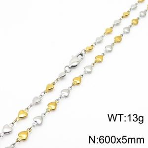 600×5mm Gold Silver Color Stainless Steel Heart Chain Necklaces For Women Men - KN235005-Z