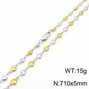 710×5mm Gold Silver Color Stainless Steel Heart Chain Necklaces For Women Men - KN235007-Z