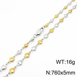 760×5mm Gold Silver Color Stainless Steel Heart Chain Necklaces For Women Men - KN235008-Z