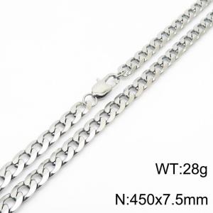 450x7.5mm Fashion Simple Stainless Steel Necklace Silver Color - KN235044-Z