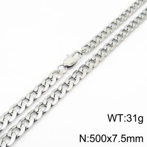 500x7.5mm Fashion Simple Stainless Steel Necklace Silver Color - KN235045-Z