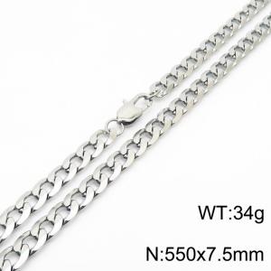 550x7.5mm Fashion Simple Stainless Steel Necklace Silver Color - KN235046-Z