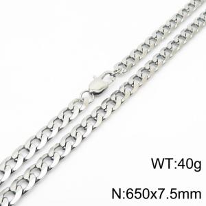 650x7.5mm Fashion Simple Stainless Steel Necklace Silver Color - KN235048-Z