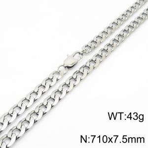 710x7.5mm Fashion Simple Stainless Steel Necklace Silver Color - KN235049-Z