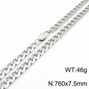 760x7.5mm Fashion Simple Stainless Steel Necklace Silver Color - KN235050-Z