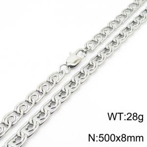 8mm50cm Fashion Stainless Steel Paper Clip Chain Steel Color Necklace - KN235059-Z