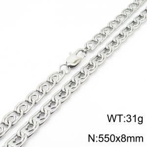 8mm55cm Fashion Stainless Steel Paper Clip Chain Steel Color Necklace - KN235060-Z