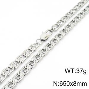 8mm65cm Fashion Stainless Steel Paper Clip Chain Steel Color Necklace - KN235062-Z