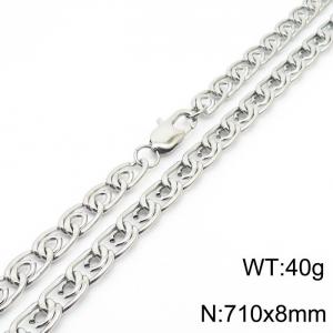 8mm71cm Fashion Stainless Steel Paper Clip Chain Steel Color Necklace - KN235063-Z