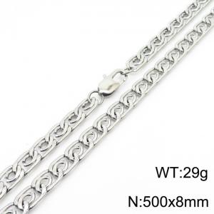 8mm50cm fashionable stainless steel edge pressing paper clip chain steel color necklace - KN235073-Z