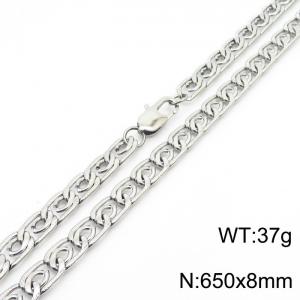 8mm65cm fashionable stainless steel edge pressing paper clip chain steel color necklace - KN235076-Z