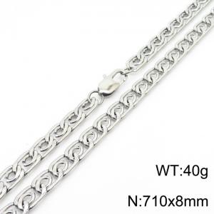 8mm71cm fashionable stainless steel edge pressing paper clip chain steel color necklace - KN235077-Z