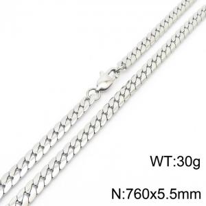 760x5.5mm Link Chain Necklace For Women Girls Stainless Steel 304 Silver Color - KN235106-Z