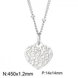 450x1.2mm Stainless Steel Heart Shaped Pendant Necklace Silver Color - KN235264-Z