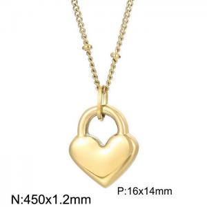 450x1.2mm Gold-plating Stainless Steel Heart Shaped Pendant Necklace - KN235271-Z