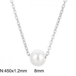 Special Stainless Steel Pearl Pendant Necklace Color Silver - KN235285-Z