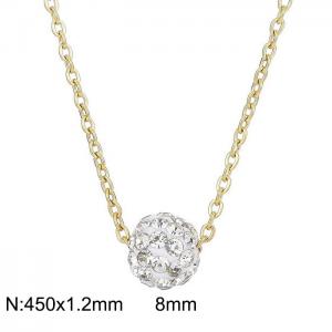 Gold-plating Special Stainless Steel  Diamond Ball Pendant Necklace - KN235287-Z