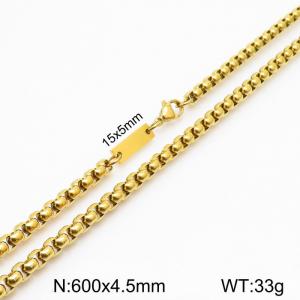 Simple men's and women's 4.5mm stainless steel square pearl necklace - KN235409-Z