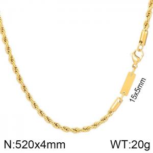 Simple men's and women's 4mm stainless steel twist chain necklace - KN235411-Z