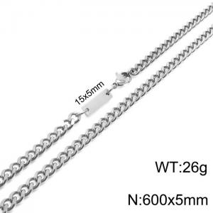 Simple men's and women's 5mm stainless steel double-sided grinding chain necklace - KN235418-Z