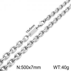 Simple men's and women's 7mm stainless steel O chain necklace - KN235438-Z