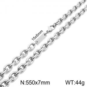 Simple men's and women's 7mm stainless steel O chain necklace - KN235440-Z