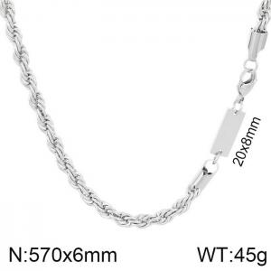 Simple men's and women's 6mm stainless steel twist chain necklace - KN235452-Z