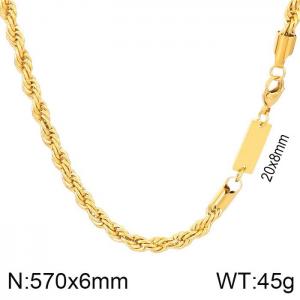 Simple men's and women's 6mm stainless steel twist chain necklace - KN235453-Z