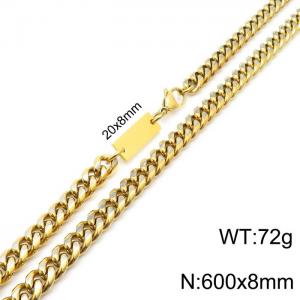 Simple men's and women's 8mm stainless steel Cuban chain necklace - KN235470-Z