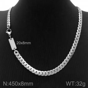 450x8mm Tight Curb Cuban Chain Necklace Men Stainless Steel Silver Color - KN235487-Z
