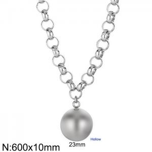 Exaggerated stainless steel pearl chain ball necklace - KN235873-Z