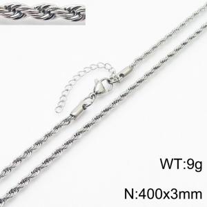 Stainless steel 400x3mm rope chain with extended chain classic silver necklace - KN235882-Z