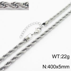 Stainless steel 400x5mm rope chain with extended chain classic silver necklace - KN235886-Z