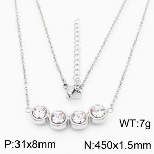 450mm women's simple steel color four drill stainless steel necklace - KN235972-KFC