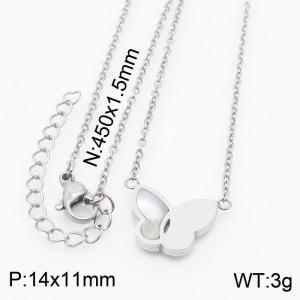 450mm Women's Steel Color Butterfly Stainless Steel necklace - KN235980-KFC