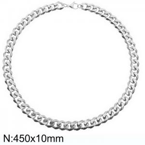 Stainless steel 450x10mm cuban chain lobster clasp classic silver necklace - KN236028-Z