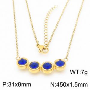 Gold color Elegant blue crystal stainless steel necklace - KN236034-KFC