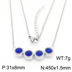 Elegant blue crystal stainless steel necklace - KN236035-KFC