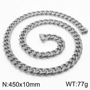 10*450mm fashion simple handmade chain Stainless steel six-sided ground Cuban Chain bracelet - KN236127-Z