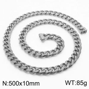 10*500mm fashion simple handmade chain Stainless steel six-sided ground Cuban Chain bracelet - KN236128-Z