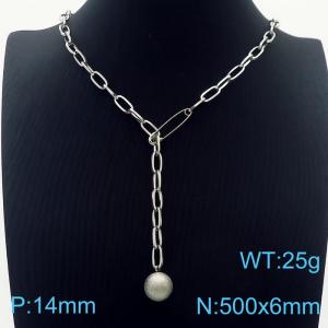 50cm Gold Color Stainless Steel Bead Pendant Square Link Chain Necklace - KN236247-Z